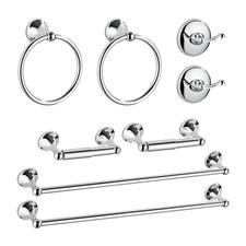 8 Piece Bathroom Accessory Set Adjustable Towel Bar, Towel Ring, Holder,Towel...