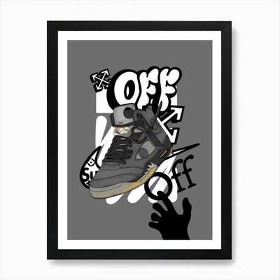 Off-White Jordan 5 Poster - Virgil gerahmtes Wandbild Poster Leinwanddruck Bild