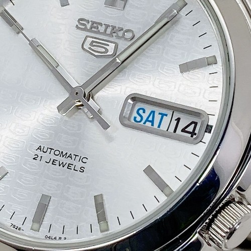 SEIKO 5 Automatic Silver tone 21 Jewels Day Date Mens Watch 7S26-01V0 SNK355 - Picture 14 of 18