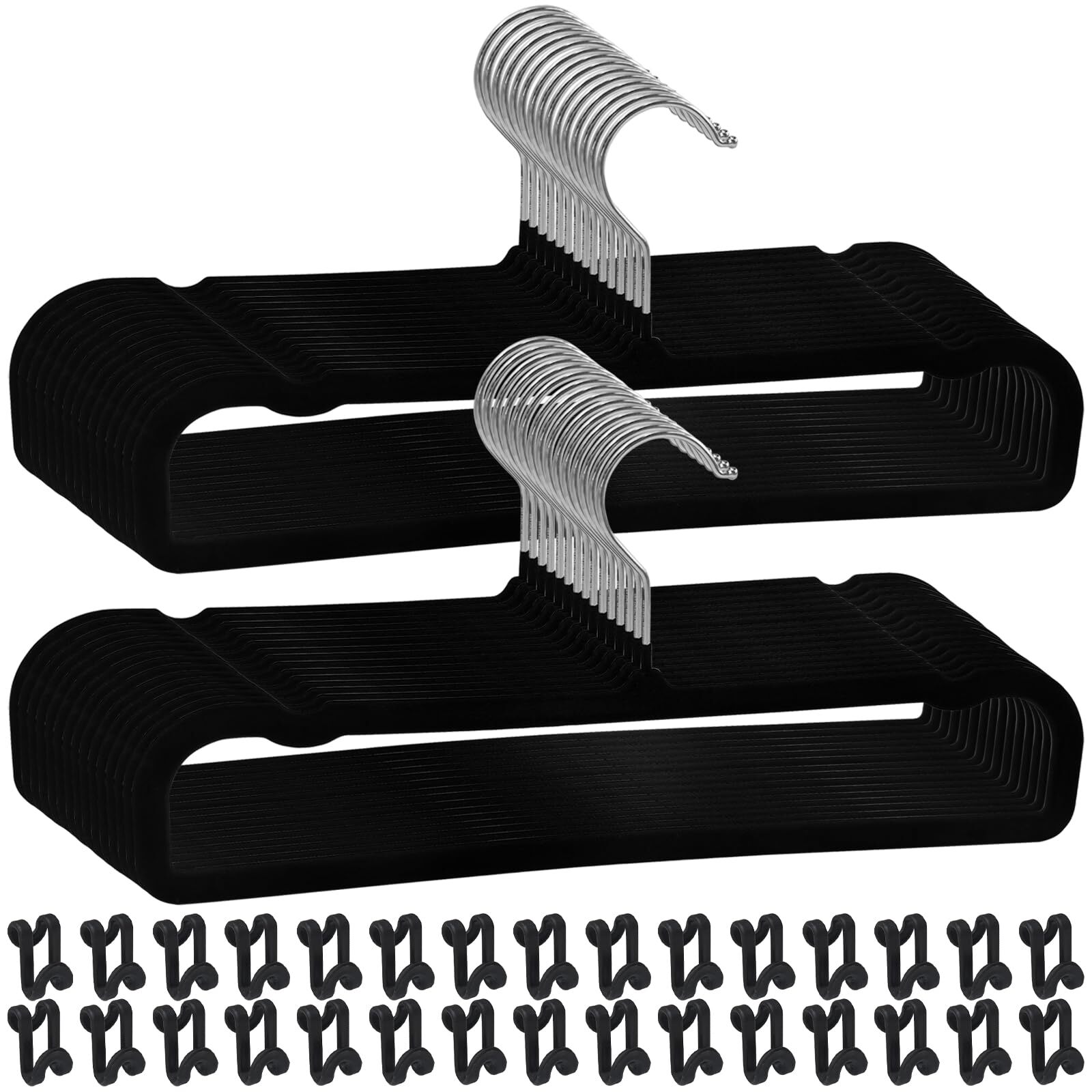 Non-Slip Velvet Pants Hangers 30 Pack with Hooks for Closet Storage-image