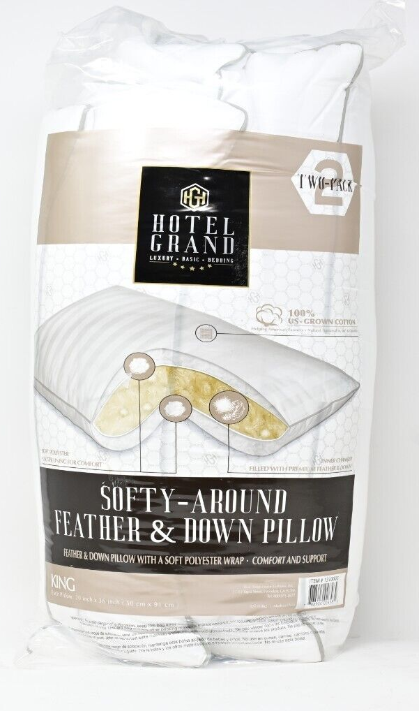 Hotel Grand Feather & Down King Pillow 2pack eBay