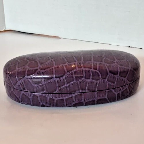 Estuche para gafas, cocodrilo púrpura en relieve, forro de terciopelo rojo grande Foto 2 de 4