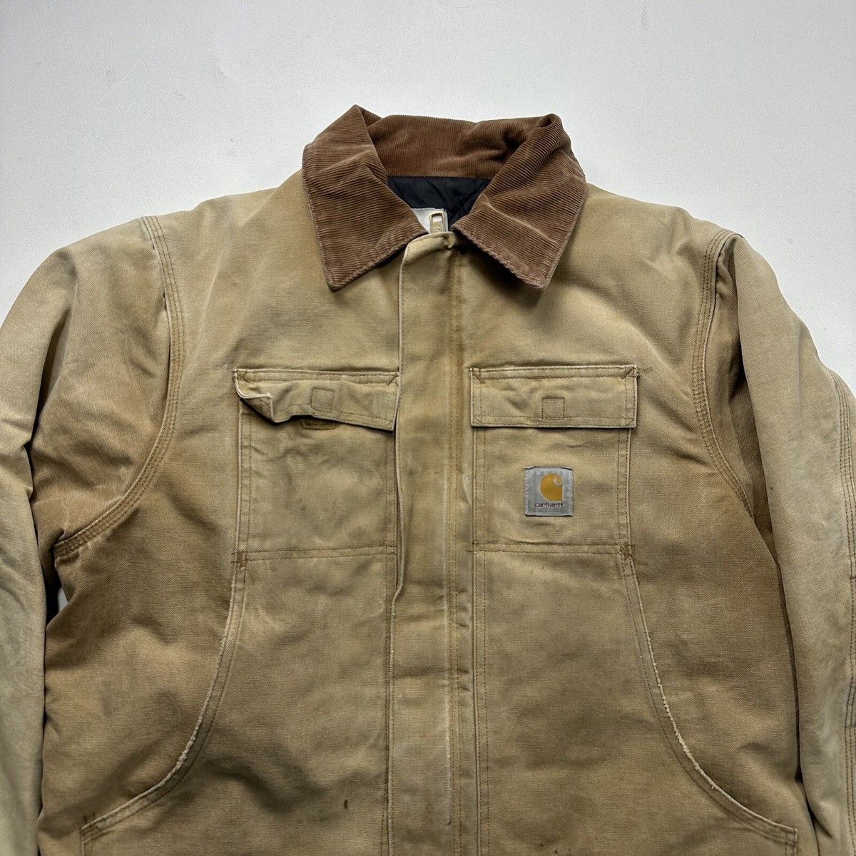 Vintage Carhartt C03 Quilt Lined Jacket Mens XL Tan Brown Duck