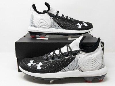 [Sz 13] Under Armour Harper 4 Low ST Baseball Cleats Black White 3022059-101