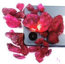 DYED Natural Red Ruby Earth- 500 Ct Certified Color Enhanced Rough DKN