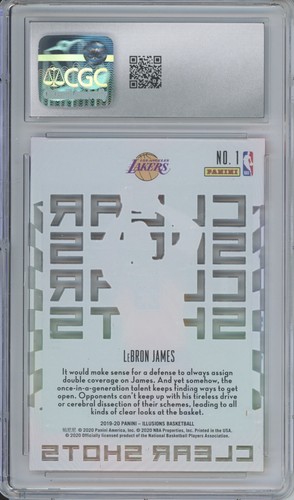 2019 Panini Illusions Clear Shot Emerald #1 Lebron James Gem Mint CGC 10 - Picture 2 of 2