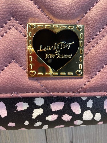 Luv Betsey Betsey Johnson LBFOLEY Chevron Quilted Mauve Crossbody And Coin Purse - Picture 3 of 7