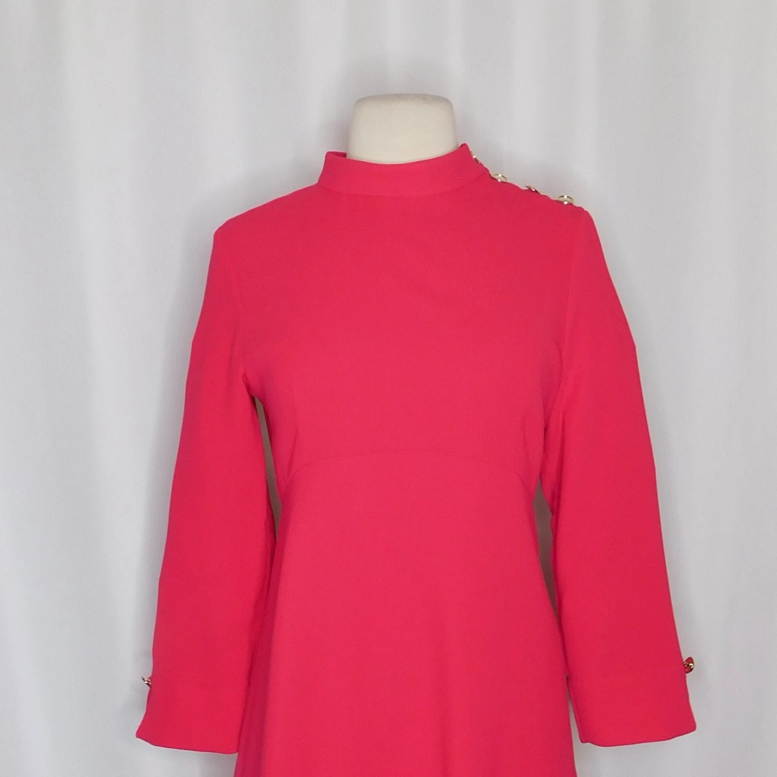 ZARA Mini Abito Finto Scollo Bottoni Oro Rosa Tinta Unita Retrò Maglia San Valentino Piccolo