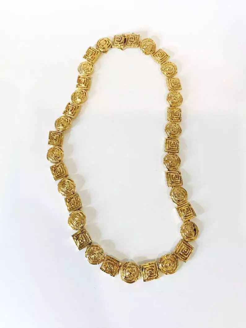 Long gold necklace costume jewelry deals