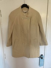 Vintage Ladies Julius Made In England Pure New Wool Double Breast Coat Biege 12