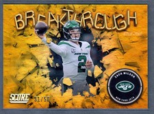 2022 Score Zach Wilson Breakthrough Gold Zone Jets #/50 SP