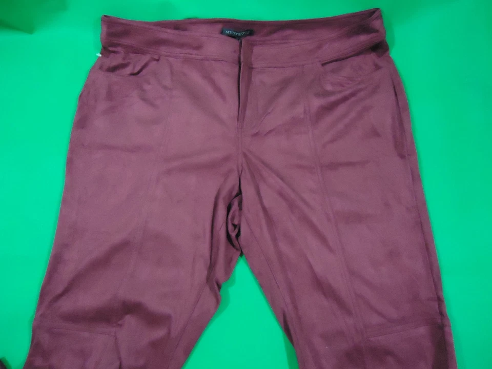 Pantalones elásticos de gamuza MYNT 1792 Plus para mujer - talla 24W - color borgoña Foto 3 de 4