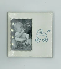 Pinnacle~Mini Baby Picture Decorative Frames Pewter 2" x 3" Blue Stroller Cutout