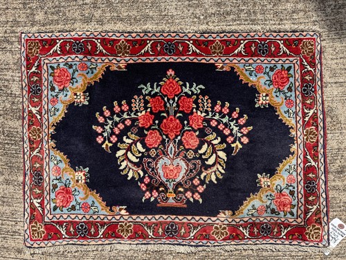 2x3 VINTAGE ORIENTAL RUG HAND-KNOTTED SMALL handmade blue ANTIQUE fine real pink