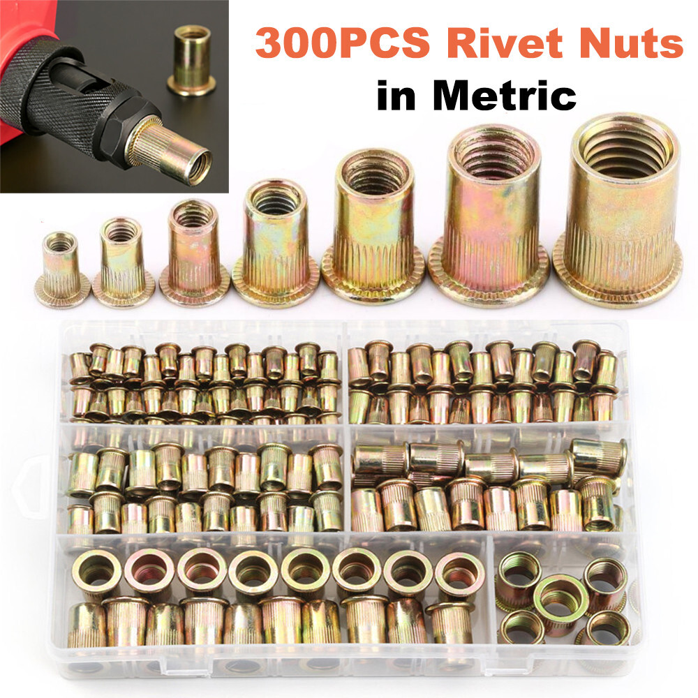 300 pcs Zinc Steel Rivet Nut Kit Rivnut Nutsert Assort Metric M3/4/5/6 ...