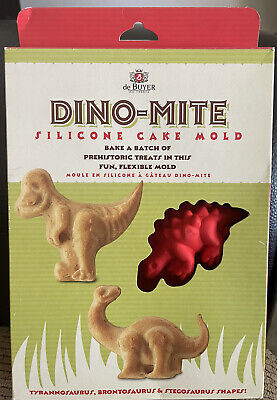 New DINO-MITE SILICONE CAKE MOLDS DINOSAURS BAKING PAN TREATS & COOKIES.  France.