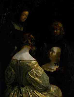 Blechschild Borch Ii Gerard Ter Frau am Spiegel 5 A4 12x8 Aluminium