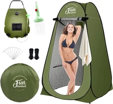 Solar Shower Tent Kit, 2 Pcs, Instant Pop up Privacy, 5 Gallon Solar Shower Bag,