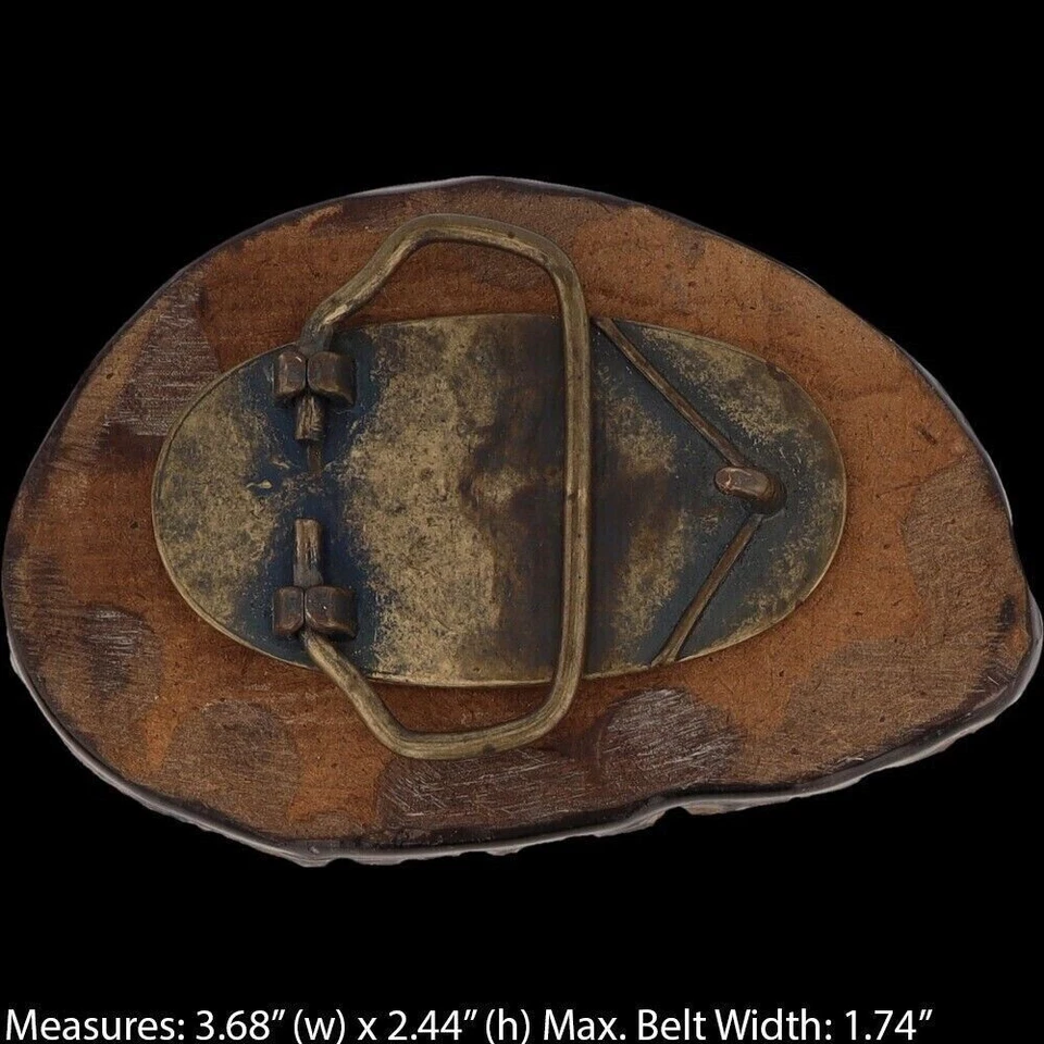 Hebilla de cinturón vintage de vaquero occidental caballo nativo americano Agate End Trail años 80 Foto 4 de 4