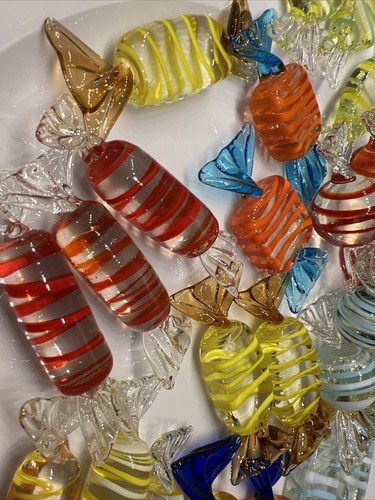 LOTE de 32 piezas de caramelo envueltas en vidrio artístico soplado a mano estilo Murano de colección sin chip - Imagen 7 de 8