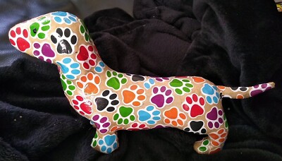 Dackel Decoupaged Funky Hund Ornament Figur Statue Figur Geschenk 27x15x7cm