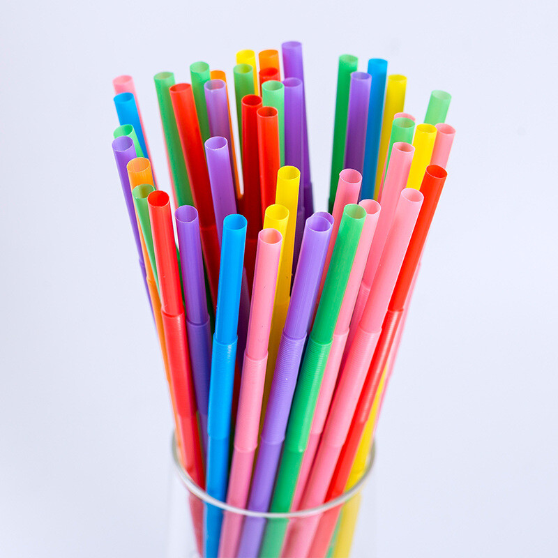 500X Neon Coloured Flexible Long Plastic Bendy Straws Birthday Drinking
