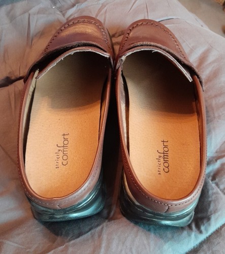 Women’s Strictly Comfort Brown Leather Slip on shoes size 9M - Picture 4 of 12