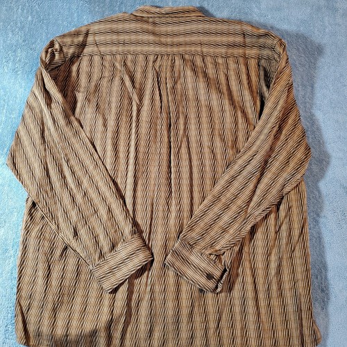 Jhane Barnes Mens Wear Dress Shirt Geometric Striped size Large Buttoned Brown - Picture 8 of 9