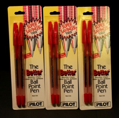  Lot Of Three Packs Of Two VTG 90's RED INK Pilot Fine Point Pen NOS Retro Rare 