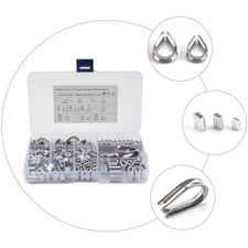 195 Pcs/set Cable Clamp Steel Wire Rope Aluminum Sleeve Crimping Loop