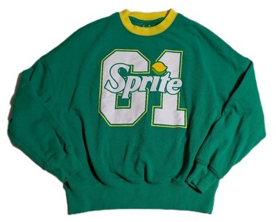 Sprite 61 Graphic Crewneck Sweatshirt Green Ringer Collar Retro Promo Mens XS