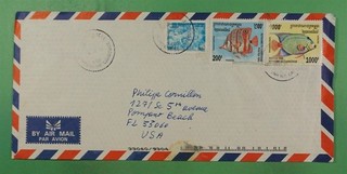 DR WHO 1996 CAMBODIA 1000R FISH PHNOM PENH AIRMAIL TO USA R55117