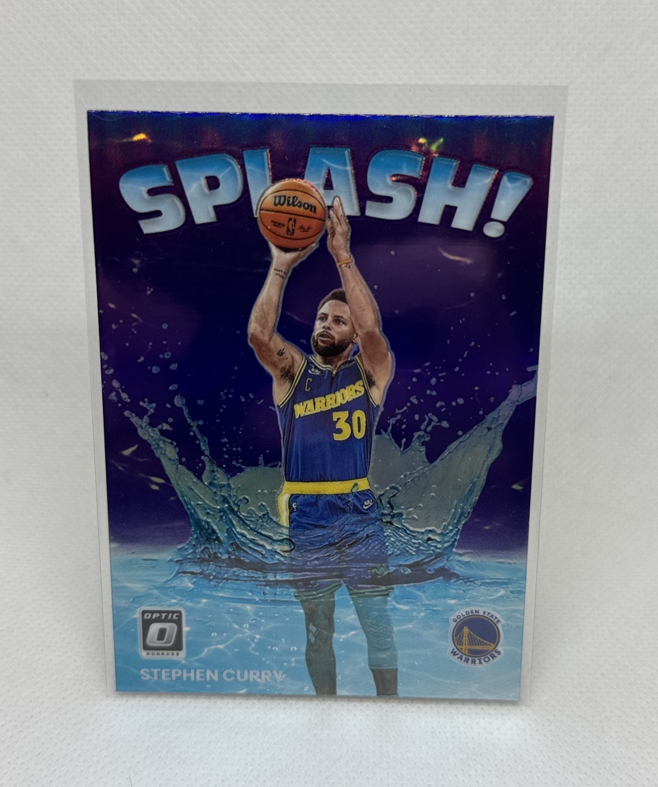2022-23 Donruss Optic Stephen Curry Splash! Purple Holo Prizm #10 Warriors GSW