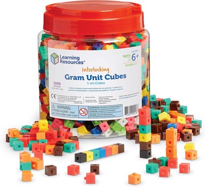 Learning Resources Interlocking Gram Unit Cubes - 1,000 Pieces, Multi-color 