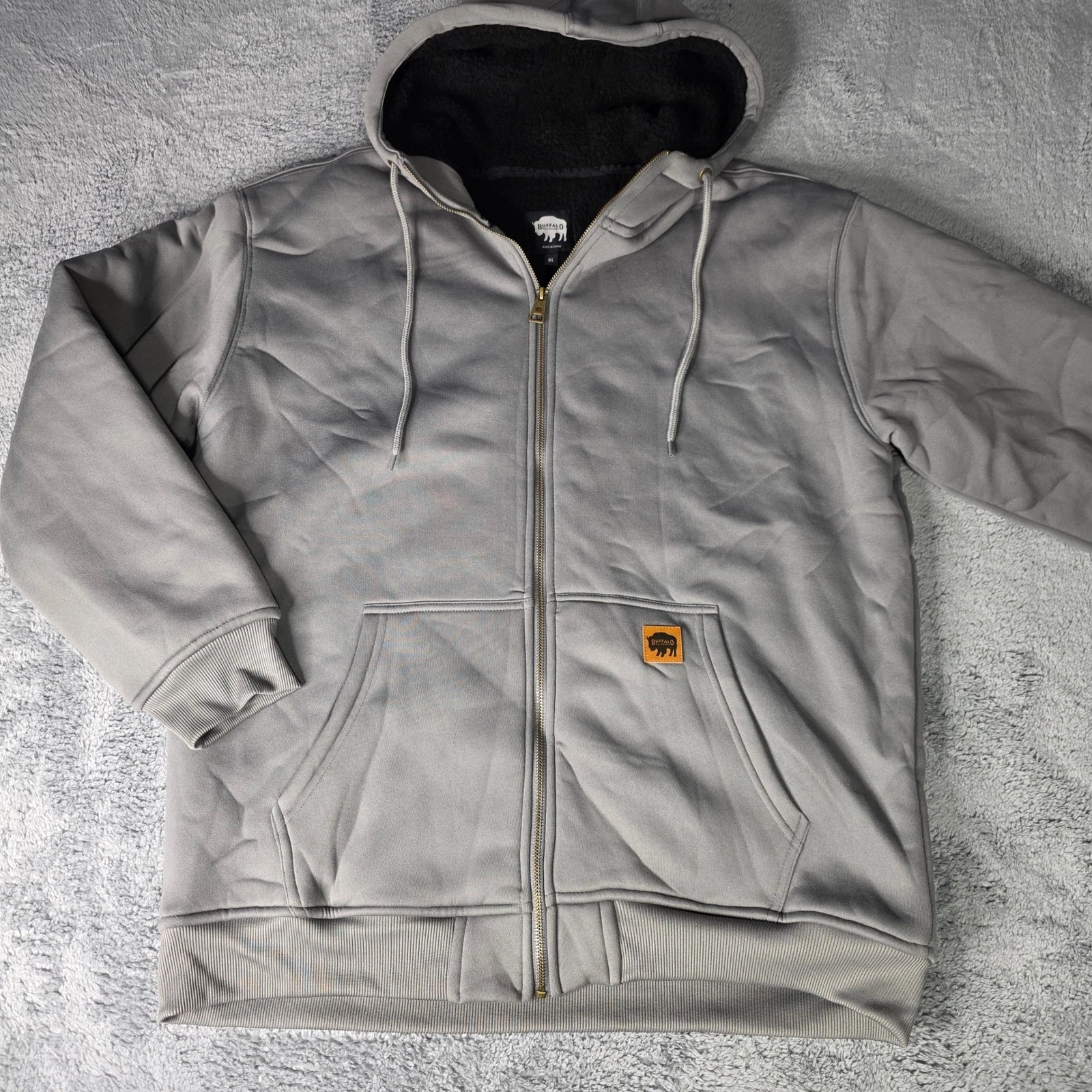 Buffalo Outdoors Mens XL Full Zip Hoodie Gray Sherpa Lined Heavyweight Jacket
Opens in a new window 