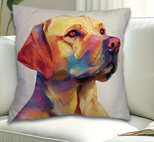 Vibrant Abstract Golden Retriever Yellow Lab Labrador Dog Pillow Cover 18"x18"