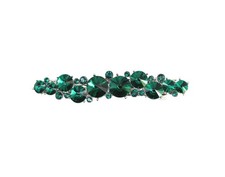 Green Premium Rhinestone Crystal Floral Small Hair Barrette Clip