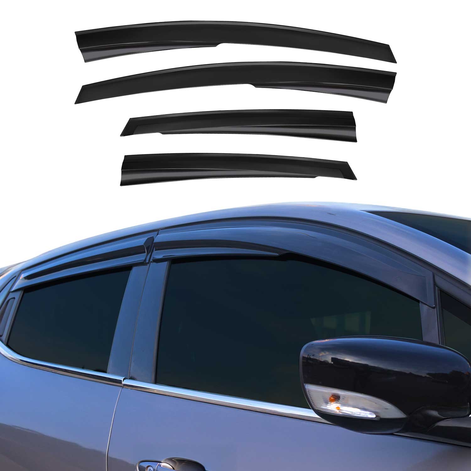 Deflecteurs de vent pour Kia Optima 2010-2015 en acryl noir lot de 4 pieces