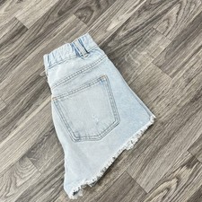 EUC Zara Girls Distress Denim Jean Light Wash Shorts Button Fly Adj Waist Sz 10