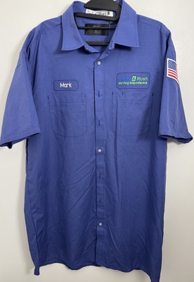 Herren Vintage Arbeitshemd groß blau kariert Cintas Kurzarm