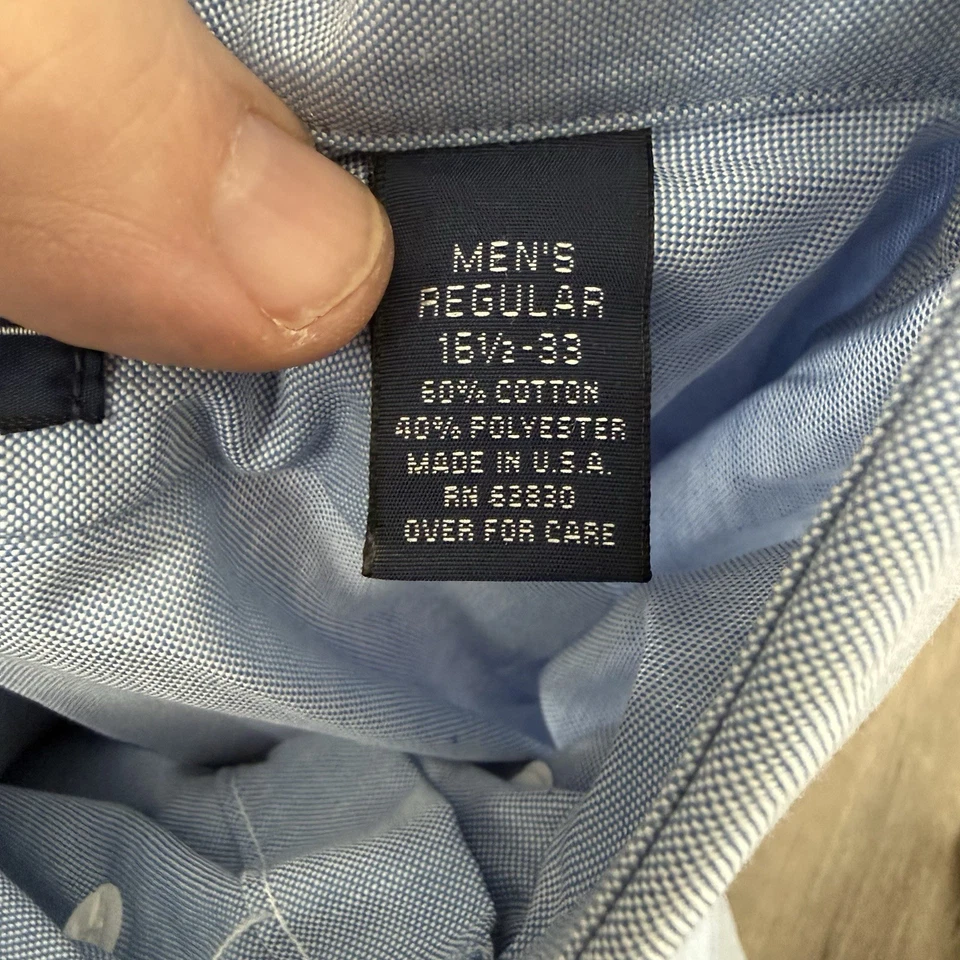 NUEVA DE COLECCIÓN Camisa Lands' End Para Hombres 16.5-33 Abotonada Azul Manga Larga Mezcla de Algodón Foto 4 de 4