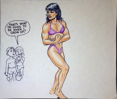 Robert James Wright Original Art Comic Book Drawing 1/1 Bodybuilder Humor Panel