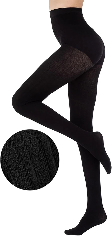 Medias de cable suaves para mujer suéter opaco cálido medias tejidas a rayas medias gruesas Foto 3 de 4