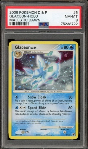 Pokemon Glaceon Majestic Dawn Holo Rare #5 PSA 8