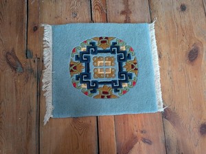 18" X 21" Antique Hand Knotted Tibetan Meditation / Prayer Carpet Rug