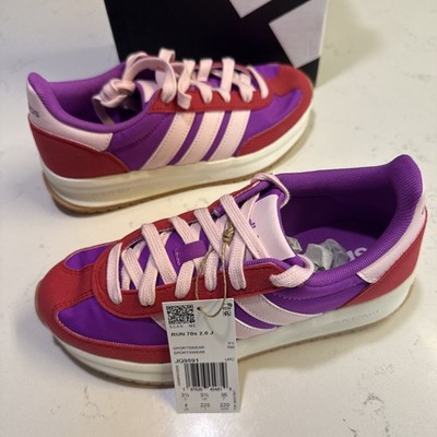 adidas Run 70s 2.0 J Kids Retro Sneakers Purple Pink JQ9591 Size 4 US/5W