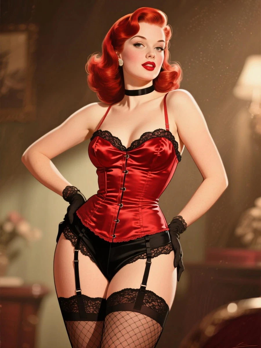 Pinup Girl Printable Retro Wall Art Vintage Poster Digital HD Image Wallpaper