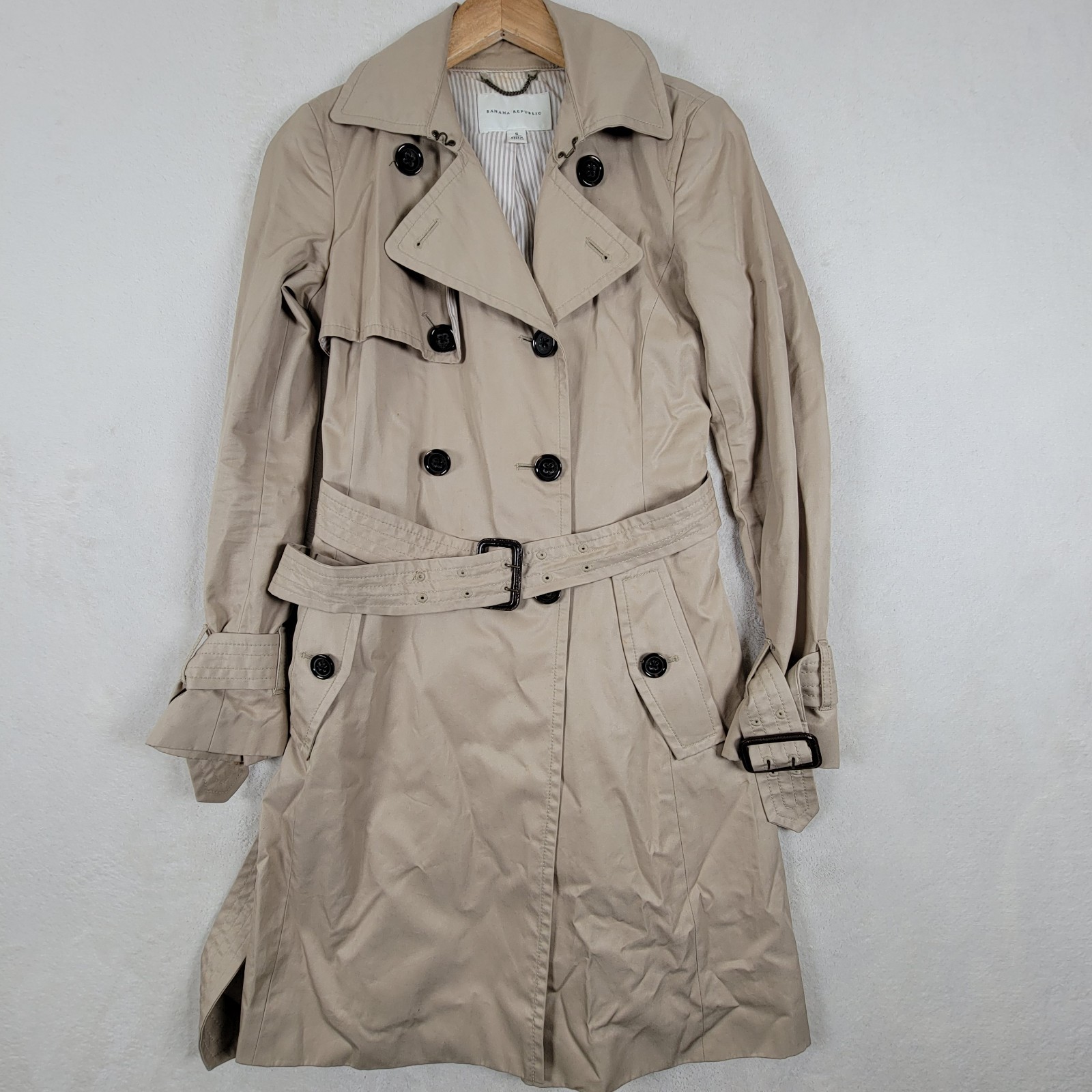 Trench Coat Classic Banana Republic Biege Women's Size 5 100% Cotton-image