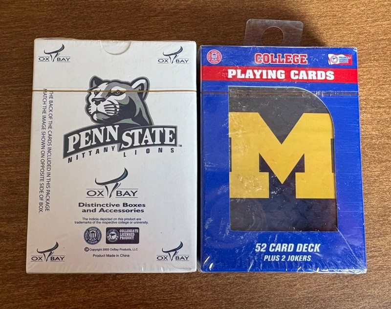 University of Michigan Wolverines ans Penn State Nittany Lions Playing Cards
