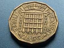 1966 Elizabeth II British Threepenny